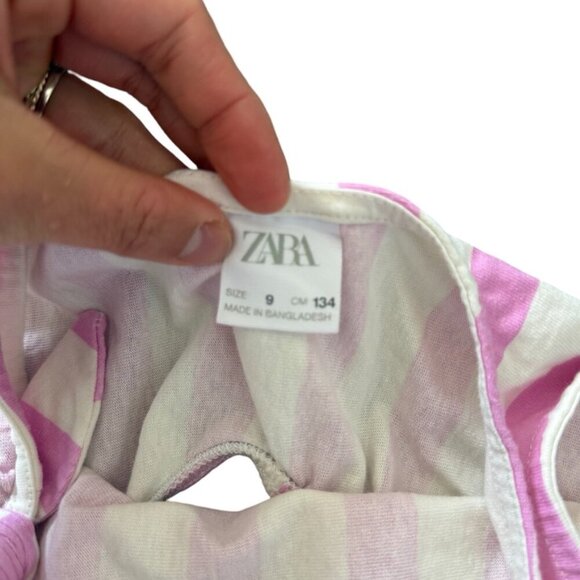 ZARA Girls Pink & White Striped Sundress Size 9 - Picture 2 of 5